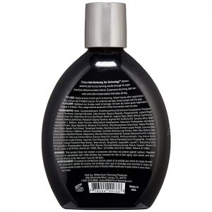 BAck of the Featured image of the front of the Millennium Tanning Paint It Black 50X bottle showing ingredients