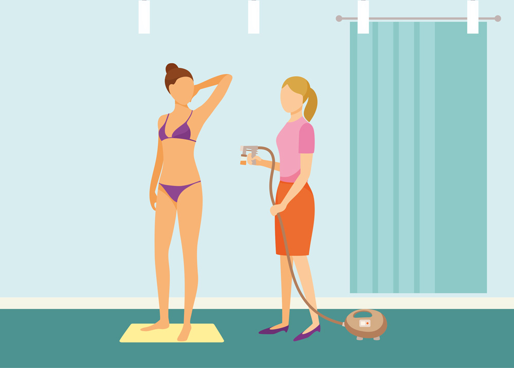 Graphic fo woman getting a spray tan